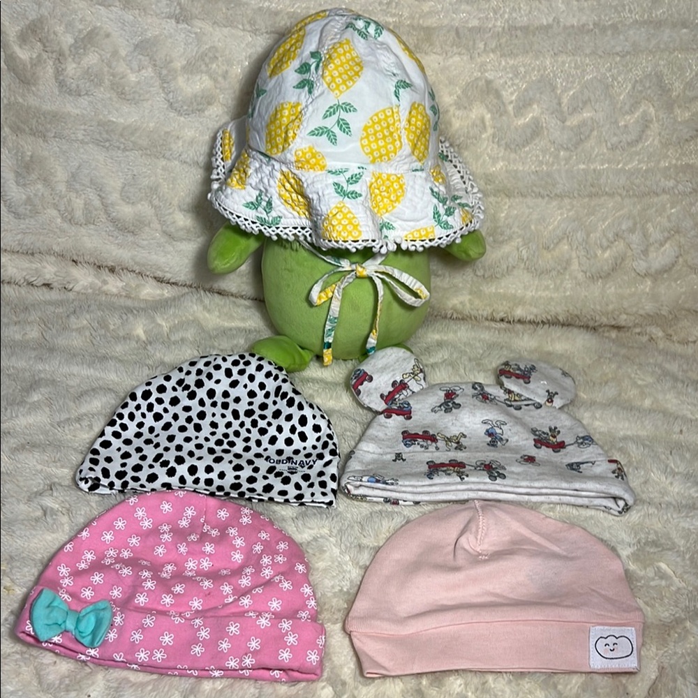 Lot Of 5 Colorful Baby Hat Collection, Old Navy, H&M, Disney Baby, Macy’s
